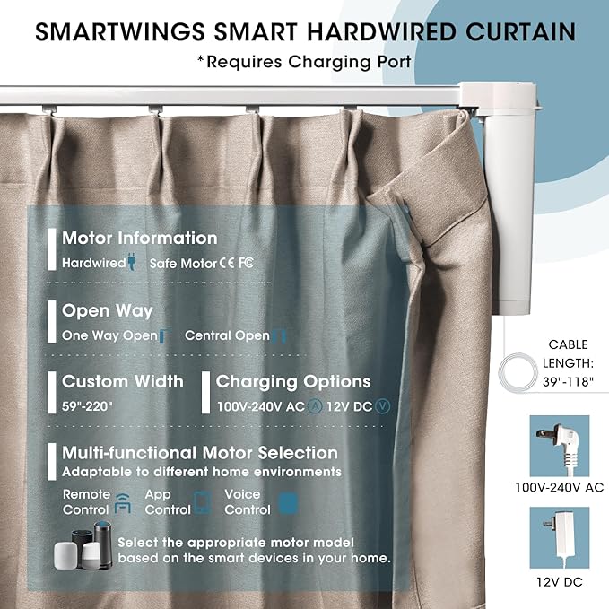 SmartWings Automatic Curtain Opener with Drapery, Motorized Vertical Blinds with Remote, Electric Closet Doors Sliding Panels Compatible with Alexa Google Homekit, 90% Blackout Dove