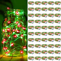 Aogist 50 Pack Fairy Lights 3 Modes 7ft 20 LED Waterproof,Battery Operated Silver Wire Firefly Starry Moon Mini String Lights for Mason Jars Christmas DIY Crafts Wedding Party Bedroom,Red&Green