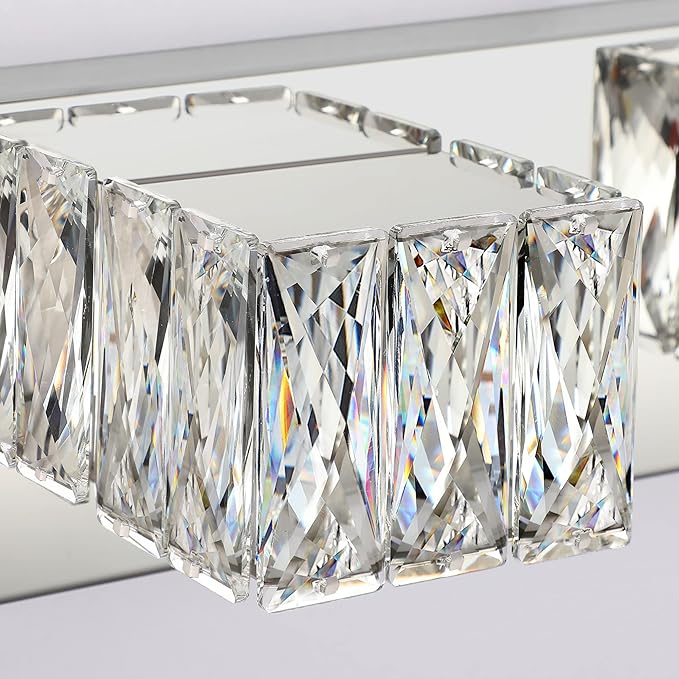 ZUZITO 4 Lights Bathroom Vanity Light - Crystal Modern Vanity Lights for Bathroom - Dimmable 24W LED Chrome Bath Light Fixtures Over Mirror Cool White Light