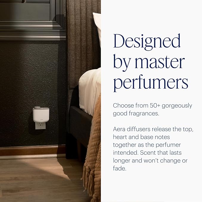 AERA Mini Waterless Plug-in Essential Oil Diffuser for Rooms 100–400 Sq Ft + White Tea Scent – Smart Scent Machine with App & Alexa Control, Luxury Home Fragrance Starter Kit (Includes 1 Capsule)