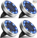 btfarm 4 Pack Solar Lights Outdoor, 8 LED Solar Ground Lights IP65 Waterproof Flat Solar Disc Light, Pathway Lights for Garden Lawn Patio Yard Path Landscape, Blue