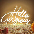 Hello Gorgeous LED Neon Sign Light Up Glow Signs USB Powered for Home Room Wall Birthday Party Wedding Decor Bar Backdrop, Hanging and Dimmable Switch