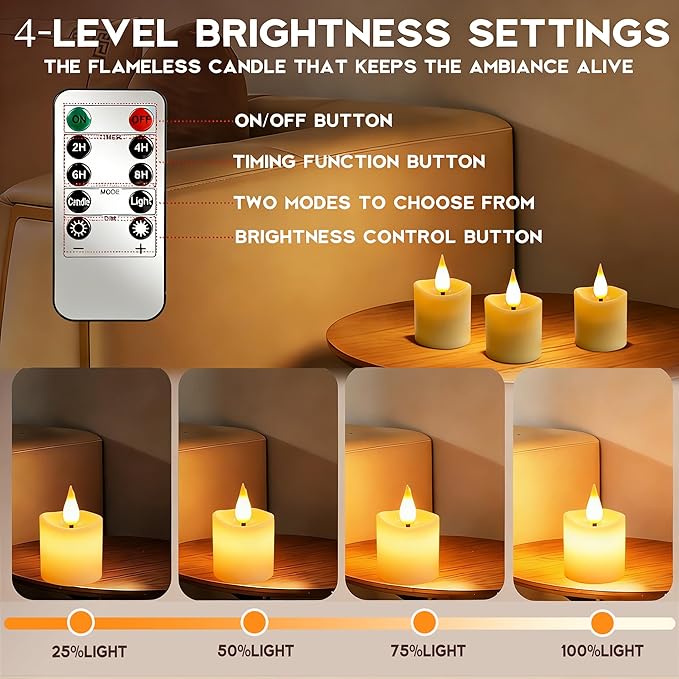 6Pcs Rechargeable Tea Lights: 1.5"x2.2" Flameless LED Votive Candles with Remote & Timer, USB Battery Operated Flickering Fake Tealights for Home Wedding Centerpiece Table Decor, Anniversary Christmas