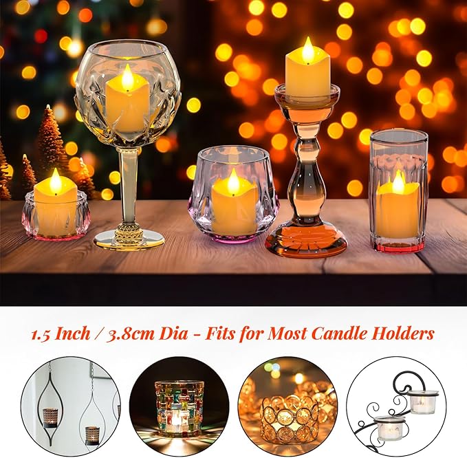 PChero Flameless Candles with Remote Timer, 6 Packs Rechargeable Tea Lights Flickering LED Votive Candles with USB Charging Cable for Christmas Halloween Fall Home Room Decor