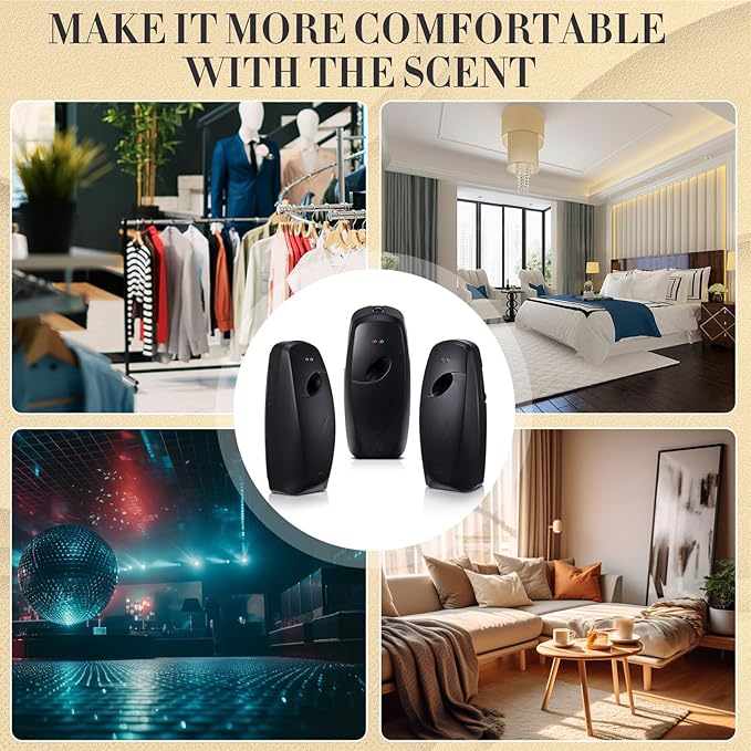 Maxcheck 4 Pcs Automatic Air Freshener Spray Dispenser Wall Mounted Automatic Spray Dispenser Air Freshener for Bathroom Battery Operated Free Standing for Commercial Place and Room(Black)