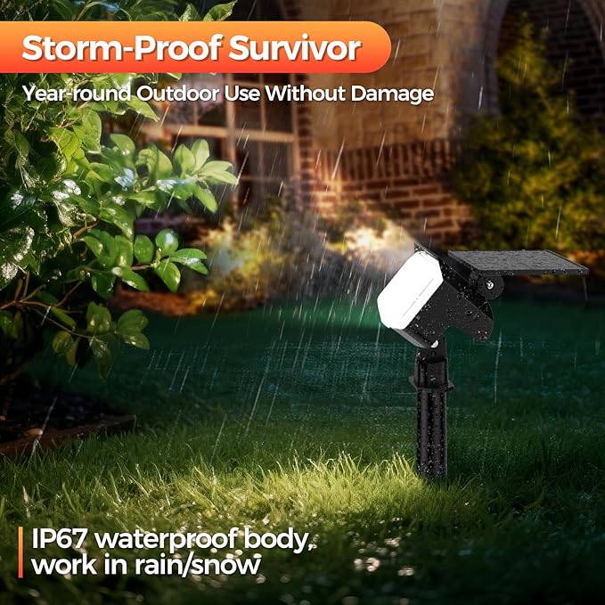 Large Solar Spot Lights Outdoor Waterproof IP67, 1000 Lumens High Brightness, 92 LEDs Solar Spotlight with 3 Lighting Modes, Dusk to Dawn Solar Landscape Lights for Yard, Garden (Cool White)- 8 Pack