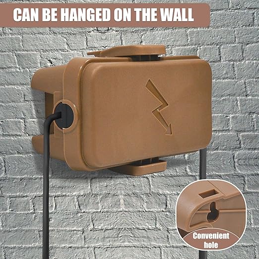 Hrensaw Small Weatherproof Electrical Connection Box(6 x 3.5 x 2.2inch),Outdoor Electrical Box,Waterproof Extension Cord Covers for Plug, Extension Cables, Holiday Lights,Brown