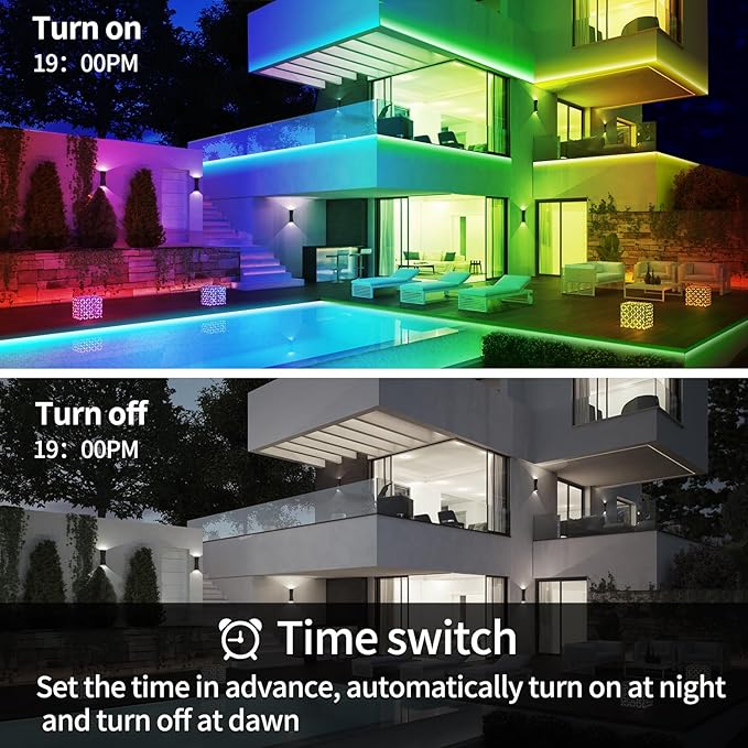 100ft Outdoor LED Strip Lights Waterproof with Remote/APP Control,Music Sync RGB Outdoor Led Rope Lights,Dimmable LED Rope Light for Bedroom Balcony roof Garden Staircase Parties