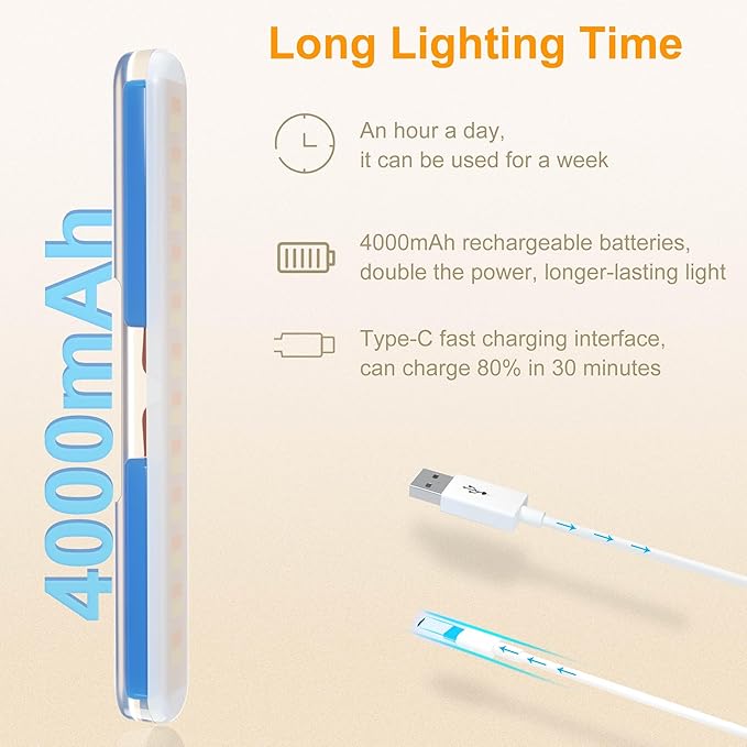 2 Pack Wireless Vanity Lights for Mirror, Rechargeable Battery Operated Makeup Light, Adjustable Color Brightness & Angle Light Bar, Magnetic Stick on LED Lighting Bathroom Decor Accessories