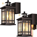 Motion Sensor Outdoor Lights with GFCI Outlet, 2-Pack ORB Dusk to Dawn Outdoor Lights, 5 Lighting Modes Exterior Light Fixture for House Front Door Patio Garage, Brightness Distance Adjustable