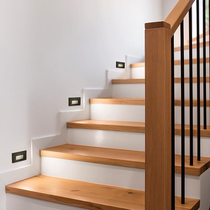 Maxxima Horizontal LED Step Light, Indoor/Outdoor Stair Light, 3 CCT Color Selectable 3000K, 4000K, 5000K, 50 Lumens, Oil Rubbed Bronze, 2-Pack