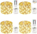 4 Pack 50 LED Fairy Lights Battery Operated with Remote, 16FT Waterproof Twinkle Lights with Timer & 8 Modes, Fairy String Light Outdoor Indoor for Bedroom Classroom DIY Christmas Decor (Warm White)