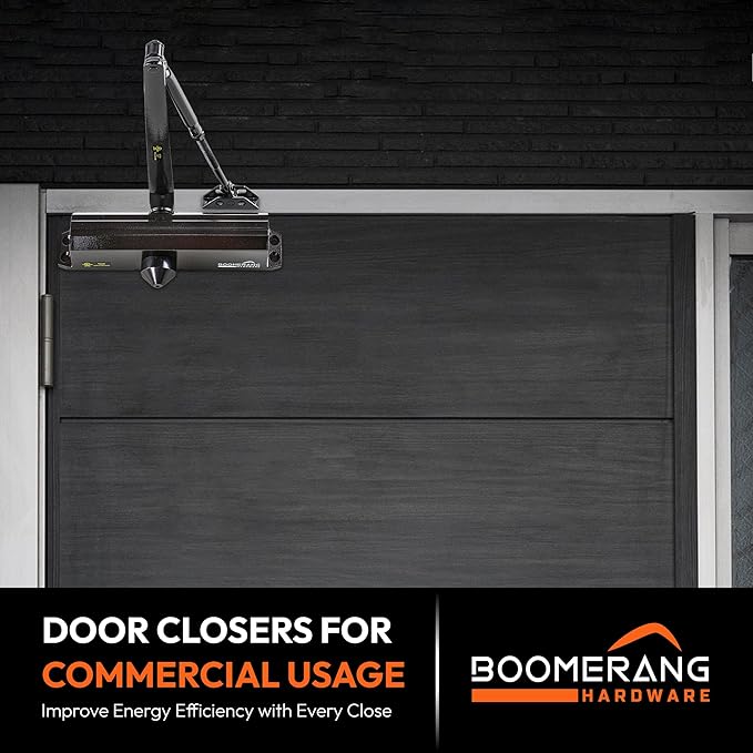 Boomerang Medium/Heavy Duty Automatic Commercial Door Closer - D4016 Surface Mounted, Grade 1- ADA & UL 3 Hour Fire Rated, Adjustable Size 1-6 for Entry & Aluminum Storefronts, Dark Bronze (US10B)