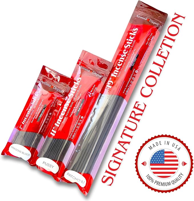 Aroma Depot Sage & Citrus Exotic 11'' Incense Sticks. Approx. 85 to 100 Sticks Per Bundle, Each Natural Stick Burns for 45 mins to 1 Hour Each. Long Lasting. Guarantee 100% Pure