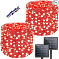 bhclight Solar String Lights Outdoor, 2-Pack Total 80FT 200 LED Solar Twinkle Lights Outside Waterproof Copper Wire 8 Modes Fairy Light for Festive Decoration Garden Tree Party Birthday Decor(Red)