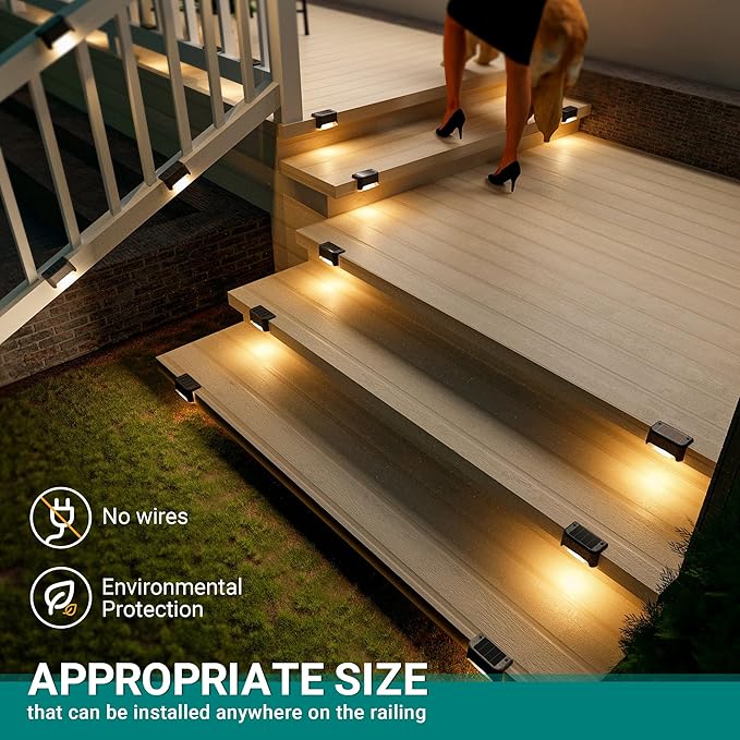 SOLPEX Solar Deck Lights Outdoor 20 Pack, Solar Step Lights Waterproof Led Solares Light for Outdoor Stairs, Step, Fence, Yard, Patio, and Pathway(Warm White)