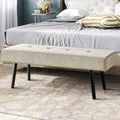 Entryway Bench - Beige Bench for Bedroom, Modern Ottoman End of Bed, Corduroy Padded Benches for Living Room, Foyer, Mudroom, Hallway - 39" L x 14" W x 17" H