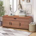 ECOTOUGE Storage Bench, Shoe Bench with Lift Top Storage, Entryway Bench with Cushioned Seat, Adjustable Shelf for Living Room, Bedroom, Hallway, Brown