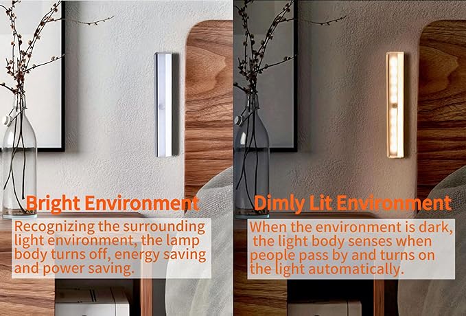 10LEDs Outdoor Sensor Step Light,2 Pack RV Sensor LED Closet Light,Stick-On Anywhere Magnetic Night Strip Light for Flight of Steps,Closets,Cabinets,Hallways,Bathrooms,Car Trunks(Cold White)