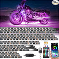 18Pcs RGB Motorcycle LED Light Kit, Waterproof Motorcycle Underglow Kit with APP/RF Brake Trun Signal, Motorcycle Cruiser Underbody Strip Light for Harley Davidson Kawasaki Suzuki Yamaha Golf Cart 12V