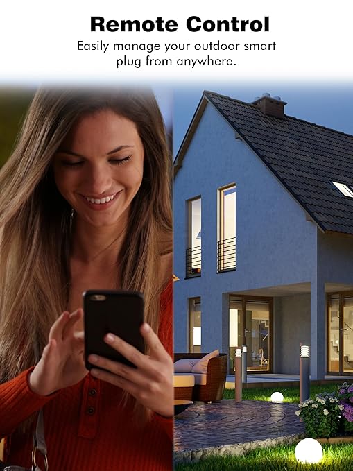 EIGHTREE 5GHz Outdoor Smart Plug Waterproof IP44, WiFi Smart Outlet Plug with 2 Independently Controlled Outlets, Compatible with Alexa & Google Assistant, Voice&Remote Control, Timer&Schedule, 1 Pack