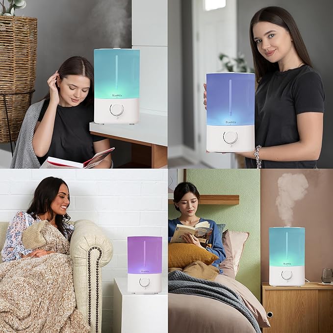 BlueHills Premium Set of Two Large 5000 ML XL and 2500 ML Essential Oil Diffusers Humidifier Combo for Large Room Home with Décor LED Lights Great Gift – Value Pack of White and Dark Wood Grain