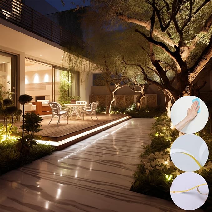 24V Diffused COB LED Strip Light 65.6ft (2 Rolls of 32.8ft), 3000K Warm White Outdoor Milky Silicone Waterproof, 11W/M CRI 93 LED Tape Lights with Power Supply for Bedroom Courtyard