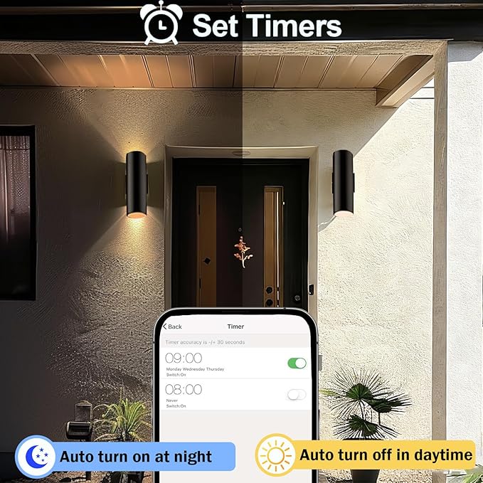 Smart Wall Lights, Modern Up and Down Outdoor Lights, Cool White and Warm White RGB Color Changing Wall Lighting IP65, Smart Wall Sconces GU10 Exterior Light Fixture(4 Pack)