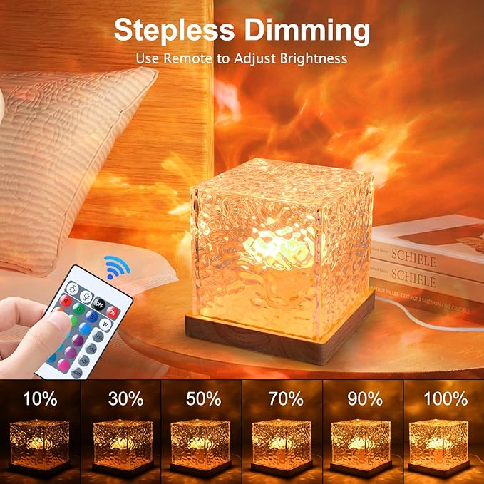 Northern Lights Projector Rechargeable,Mood Lighting Ambient Lighting Ocean Wave Projector with 16 Colors and Dynamic Ripple Effect for Living Room Bedroom Decor - Cordless 5.1"