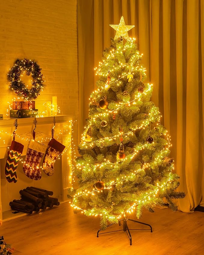 Fairy Lights Battery Operated, 60 LED Fairy String Lights Waterproof Silver Wire 5 Feet Firecracker Starry Light for DIY Wreath Home Wedding Bedroom Mason Jar Holiday Christmas Ramadan Decorations