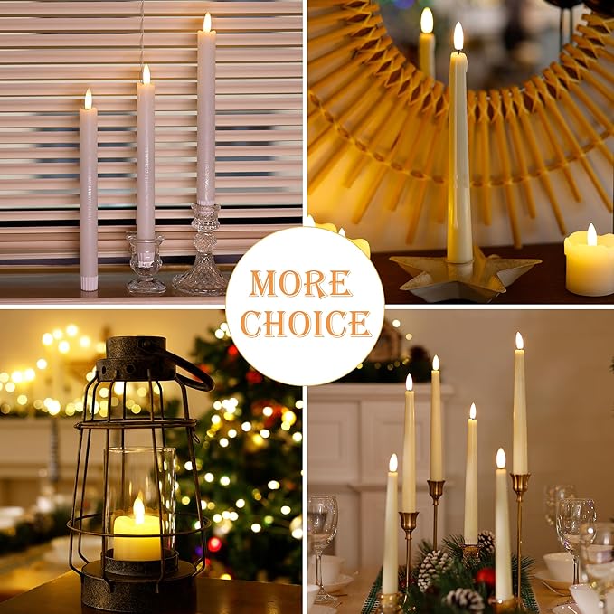 Flameless Taper Candles with Rmote, 9.6" Real Wax Battery Operated Candles with 3D Wick, 3 Pack Led Flickering Candlesticks, Electric Candle for Home, Wedding, Party, Decor, White