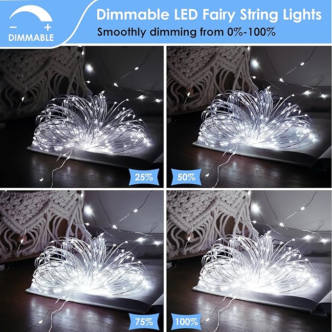 Mlambert 6 Pack 33FT Fairy Lights Battery Operated with Remote and Timer, Waterproof Dimmable 8 Modes Lights for Classroom Backyard Party-Cool White