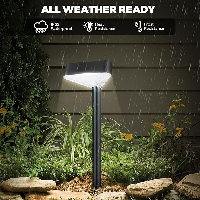 8 Pack Solar Pathway Lights Outdoor, Bright LED Solar Landscape Lights, Waterproof Solar Garden Lights for Yard, Patio, Walkway, Lawn, Driveway(Cold White, 8 Pack)