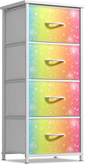 Sorbus Kids Dresser with 4 Drawers - Storage Chest Organizer Nightstand - Steel Frame, Wood Top, Tie-Dye Fabric Bins for Clothes - Wide Furniture for Bedroom, Hallway, Nursery, Closet, & Apartment