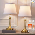 19.7'' Touch Table Lamps for Living Room, Small Lamp for Bedroom with USB C+A Ports, Dimmable Touch Lamps Set of 2, Reading Desk Lamp for Office, Metal Bedside Lamps, Bulbs Included, Gold