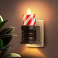 Meonum Flickering Flameless Candle Night Light Plug in, Dimmable LED Nightlight with Dusk to Dawn Sensor, Decorative Candle Light for Bedroom, Hallway, Bathroom(1 Pcs,Christmas Red & Brown Base)