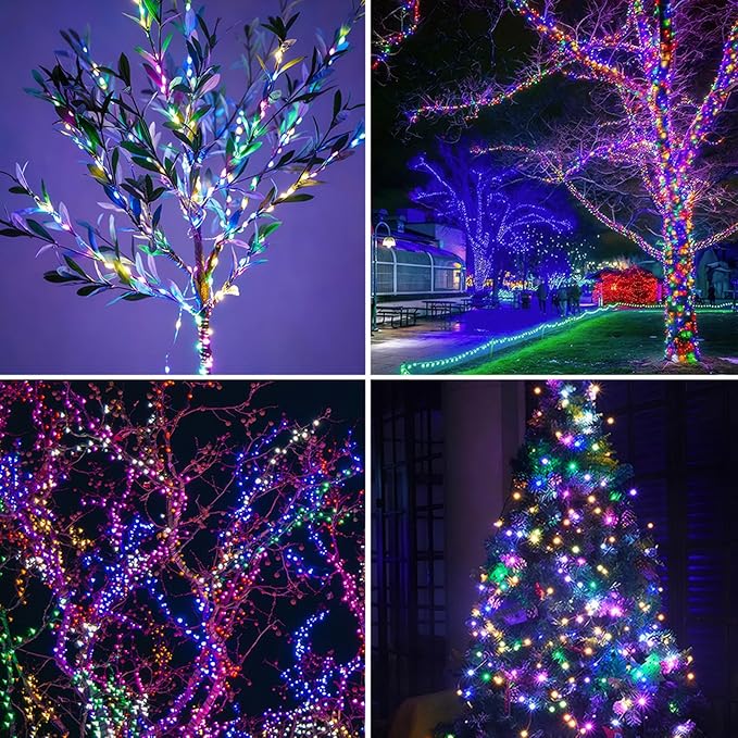 Fairy Lights Plug in,200FT 600LEDs Waterproof Led String Lights,8 Modes Remote Twinkle Light for Outdoor Indoor Christmas Wedding Birthday Garden Party Decorations,Silver Wire,Multicolor