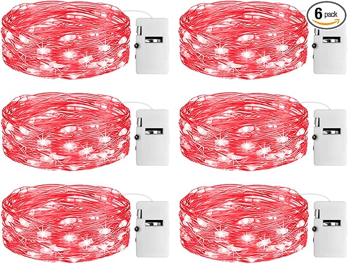 6 Pack Fairy Lights with Timer Battery Operated, 3 Modes 7ft Mini Twinkle Lights Waterproof, 20 LED Bulk String Light for Mason Jars Christmas Decoration Wedding Table Centerpieces