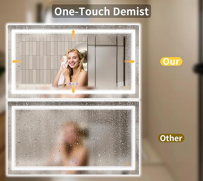 30"x60" LED Bathroom Mirror with Lights, Anti-Fog, Backlit + Front Lit, Dimmable, Led Vanity Mirror for Wall, Lighted Bathroom Mirror, 3 Colors, Shatter-Proof Tempered Glass