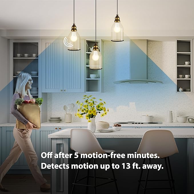 Feit Electric LED Motion Sensor Light Bulb, A21 100W Equivalent, 5CCT, Non-Dimmable, E26 Medium Base, 90 CRI, 1500 Lumens, Adjustable White, 15 Years Lifetime, OM100/5CCTCA/MM/LEDI