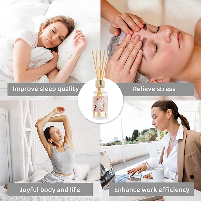 Airkeep Reed Diffuser Oil Set with Reed Sticks,Lavender Garden Aromatherapy Oil Scent Diffuser for Home Office Bathroom Decoration Perfume and Gifts 3.38 oz/100ml
