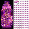 Aogist 100 Pack Fairy Lights 3 Modes 7ft 20 LED Waterproof,Battery Operated Silver Wire Firefly Starry Moon Mini String Lights for Mason Jars Christmas DIY Crafts Wedding Party Bedroom,Orange&Purple