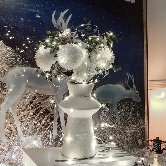 Bexdir 12 Pack Fairy Lights Battery Operated String Lights，7FT 20LED Waterproof Silver Wire Christmas Lights Outdoor,Firefly Mini Lights for Bedroom Party Birthday Wedding Home Decor