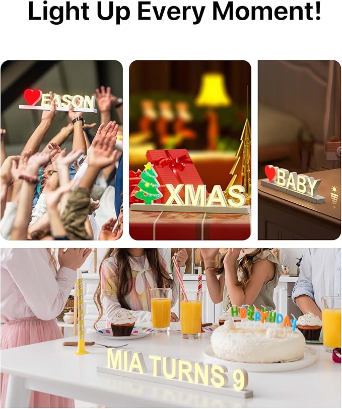 LED Magnetic Letter C, H 3.7" Light with Touch Control, White, Dimmable, Warm White 3000K