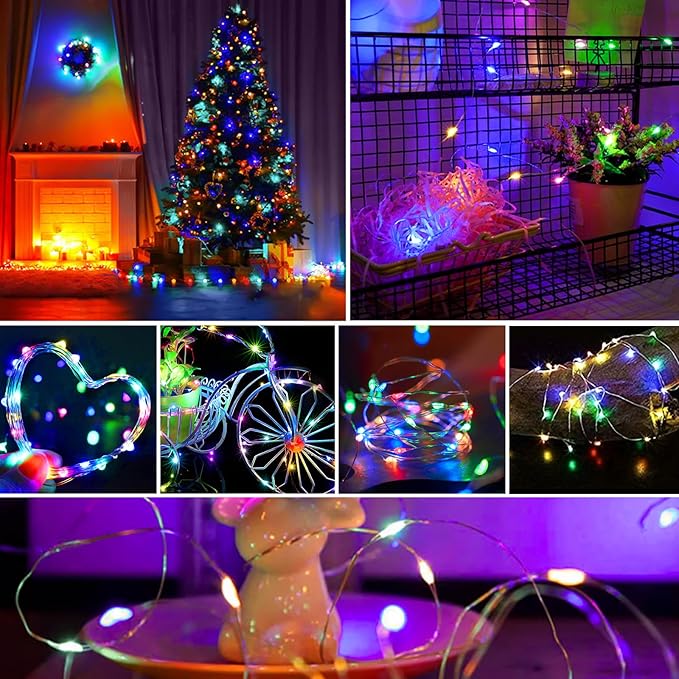 ZGWJ Fairy Lights Battery Operated, 100 Pack Twinkle String Lights 20 LED 7FT 3 Lighting Modes for Bedroom Decor, Easter, Halloween, Christmas, Party Indoor and Outdoor Decoration Colorful