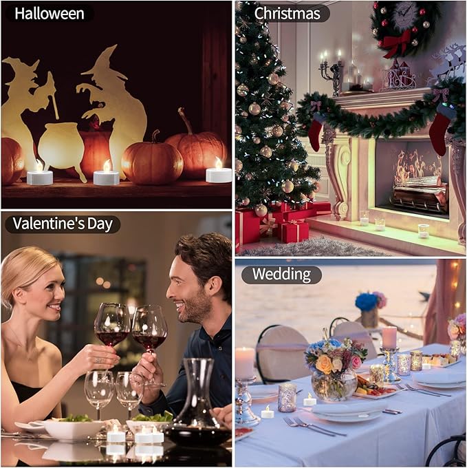 KOABY 200 Pack Warm White LED Tea Lights, Last 100H+, Flickering Flameless Battery Operated Tea Lights for Decor