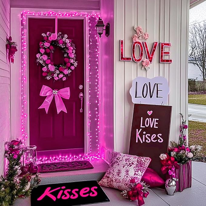 JMEXSUSS 200 LED Fairy Room Lights, 66 ft Pink Lights Outdoor Waterproof 8 Modes Pink String Lights Indoor with Wheel, Remote Control Twinkle Lights Plug in for Christmas Decor