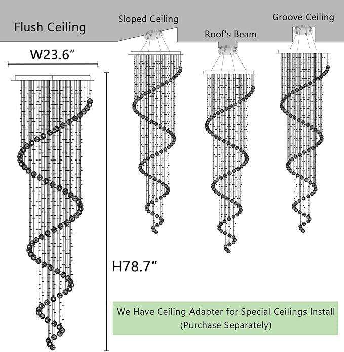 W24 x H78 Inches Crystal Glam Chandelier Long Light Chandeliers with Dimmable Light Bulbs Silver High Ceiling Pendants Light Fixtures for Foyer Entryway Living Room Stair