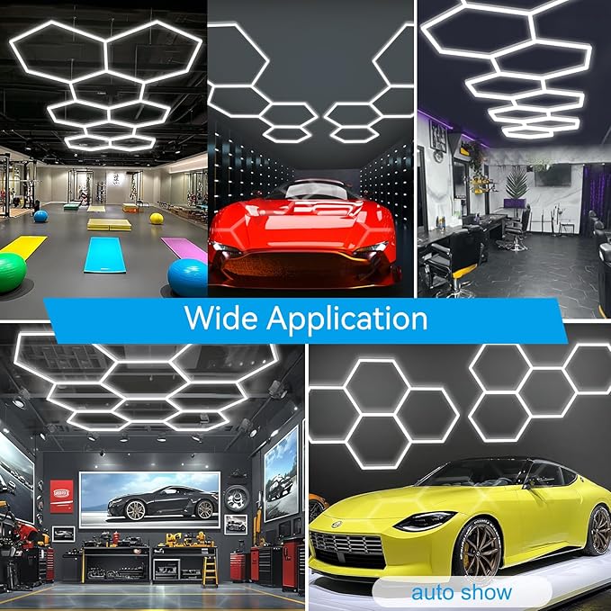 Hexagon LED Garage Light: Super Bright 64500LM Honeycomb Garage Light, 14 Hex DIY Hexagon Led Lights for Gym Basement Hair Salon