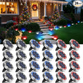 btfarm 24 Pack Solar Lights Outdoor, 8 LED Solar Ground Lights IP65 Waterproof Flat Solar Disc Light, Pathway Lights for Garden Lawn Yard Christmas Decorations, Red+Blue+Cool White